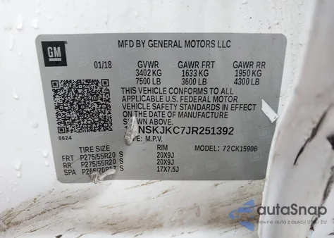 2018 Chevrolet Suburban Premier from USA, damaged, VIN 1GNSKJKC7JR251392